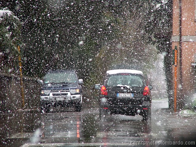 9.jpg - Domenica, ore 11. Anzano al Parco (CO). Intenso rovescio di neve. Foto di Matteo Dei Cas.